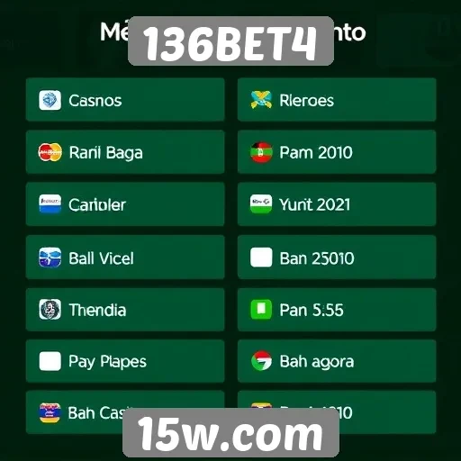 Métodos de pagamento disponíveis no 136BET4